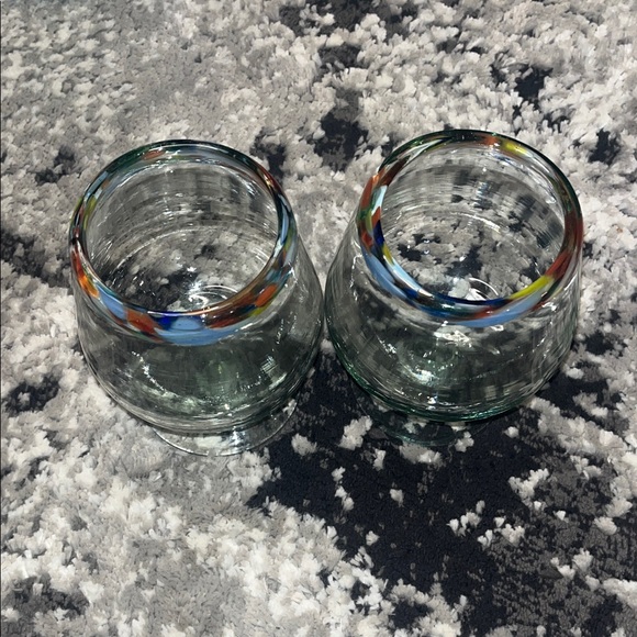 Colorful Rimmed Glass Goblets - Picture 2 of 4